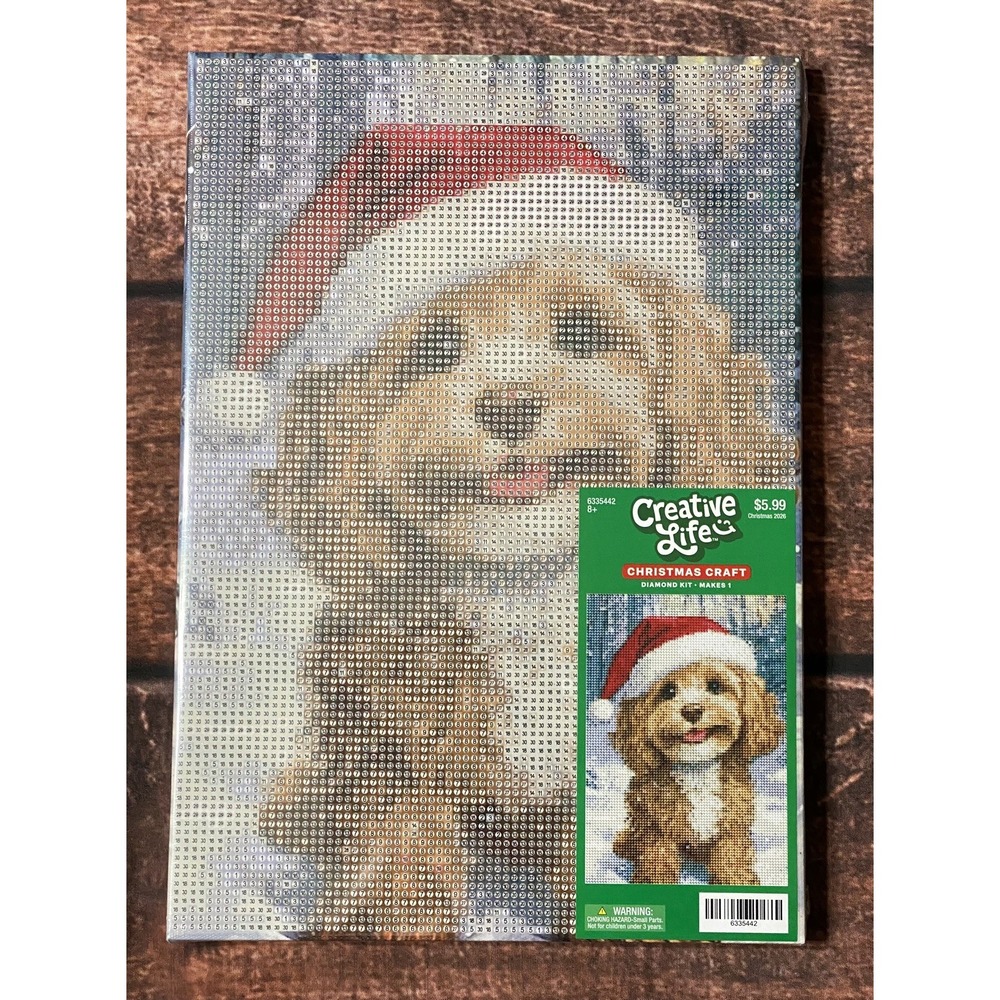 Santa Hat Dog Canvas Christmas Diamond Painting Kit Hobby Lobby